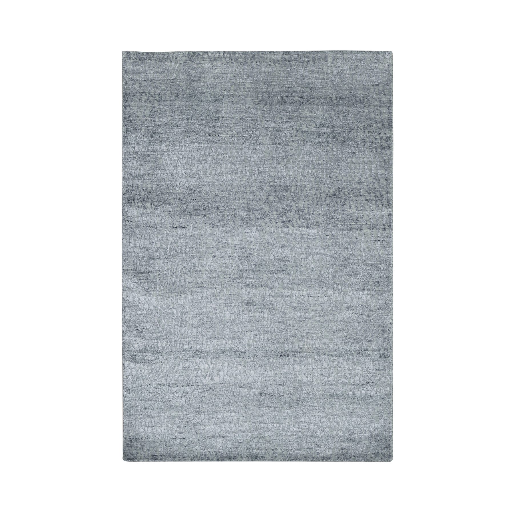 Pewter Gray, Abstract with Galaxy Design, 100% Wool, Hand Knotted, Densely Woven, Persian Knot, Oriental Rug